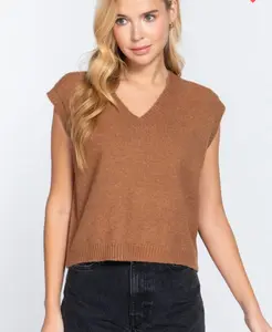 V-Neck Sweater Vest- Caramel