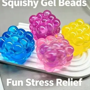 Transparent Bead Cube Squish Fidget Gadget Multi Color Gel Bead Filled Soft Stress Relief Desktop Ornament For Office Daily Anxiety Release