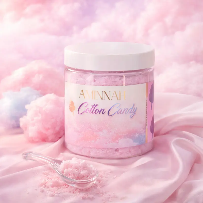 Cotton Candy Hydrating Sugar Scrub for Glowing Soft Skin, Reduces Redness, Exfoliates, and Renews