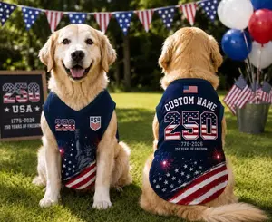 Personalized USA 250th Anniversary Dog Jersey, Patriotic Pet Shirts, 1776 2026 Liberty Puppy Outfit, 4th of July Dog Clothes.