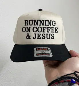 Running on Coffee and Jesus Embroidered Trucker Hat | Faith-Inspired Cap | Christian Gift for Women