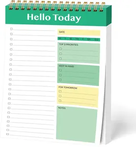 Daily To Do List Notepad - 52 Sheets Spiral Planner Checklist Notebook Work Organizer Planning Pad Perfect for Enhanced Productivity and Tasks Goal Achievement - Green