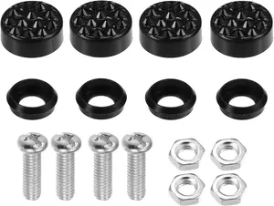 1 Set Bling  License Plate Fasteners Screws Caps Covers Black Universal Rhinestone License Plate Bolt Cap Plastic Washer