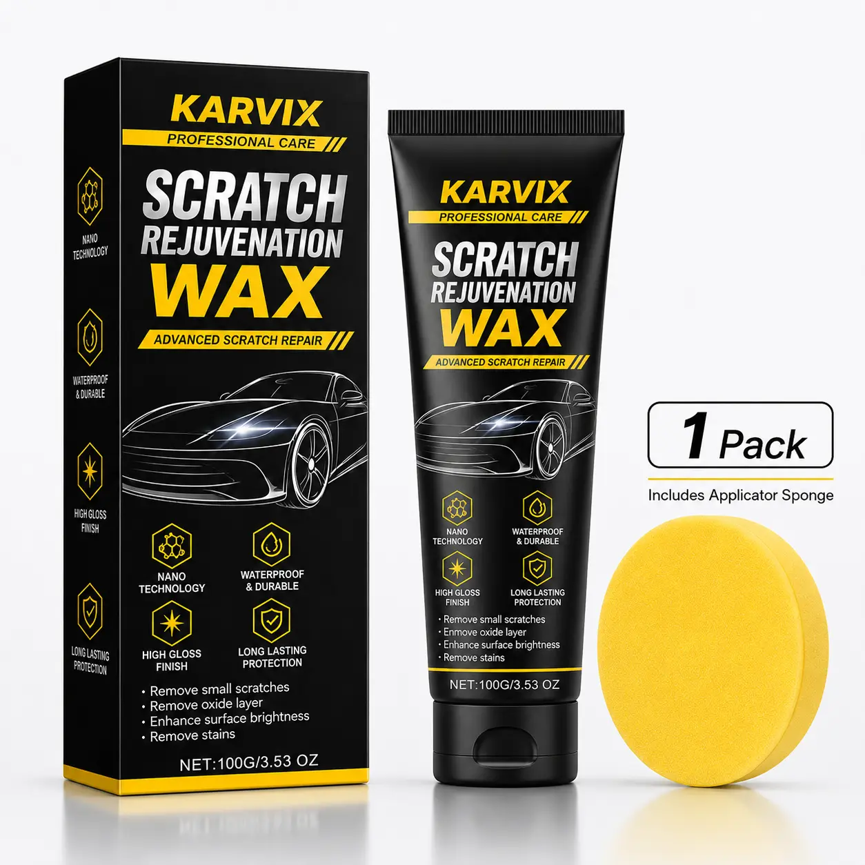 Scratch Removal Wax with Application Sponge