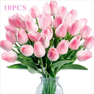 10pcs Multicolor Artificial Tulips, Realistic Fake Flower Bouquet, Plastic Decorative Flowers for Home, Table Centerpiece, Festival Decoration, Fake Bouquets