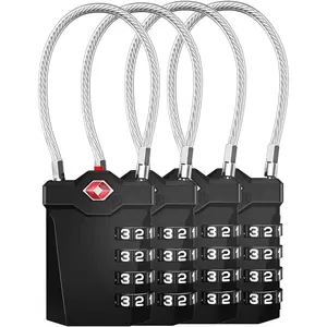 Travel Locks, TSA Approved Locks for Luggage, 4 Digit  Lock with Inspection  for Luggage Suitcase, Backpack, Baggage, Easy to Read(4 Pack, Black)