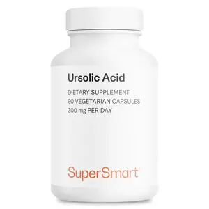 Supersmart - Ursolic Acid 300mg per Day (Well-Tolerated) - Rosemary Leaf Extract Supplement | Non-GMO & Gluten Free - 90 Vegetarian Capsules