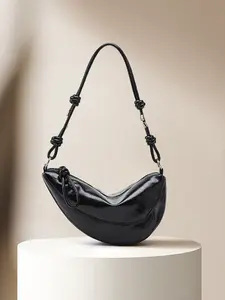 Shiny Horn Messenger Bag, Unique Design, Large Capacity, Soft PU Leather, Casual Style, All Seasons, Student Crossbody Backpack