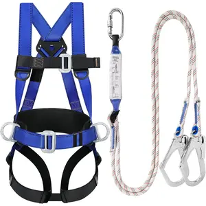 Full-Body Safety Harness Kit - Premium Roofing Fall Protection with Shock-Absorbing Lanyard, Ergonomic Comfort Waist Pad, and Enhanced Durability for Maximum Security abseil