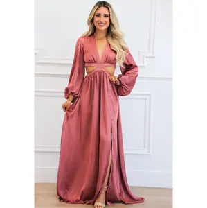 Carlton Cutout Satin Maxi Dress: Mauve
