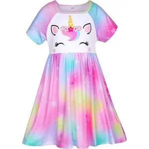 Z-CPB69  Girls Nightgowns Unicorn Dress Pajamas for Kids Toddler Princess Nightgown Dress Unicorn Clothes for Girls