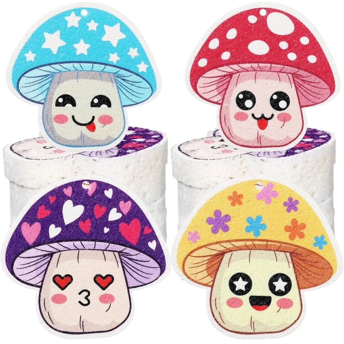 4 Wood Pulp Cotton Sponge (Mushroom) Compressed Non-Scratch Reusable Kitchen Cleaning Household Sponges for Dishes, Pans, Kitchen Comfortable