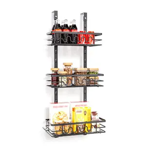 HIMISS Over The Door Pantry Organizer, Pantry Door Organizer Shelves, Metal Hanging Spice Rack For Pantry Door, Multi-Tier Over The Door Organizer For Kitchen Bathroom