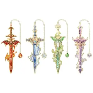 4pcs Fantasy Sword Bookmarks for Books, Journals, Planners - Cool Metal Book Markers for Reading Women & Men, Unique Book Marks Gifts for Book Lovers, Reading Accessories for Students Bookmarks