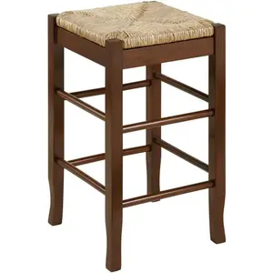 Square Rush Backless Counter Height Kitchen Stool - Cappuccino Finish