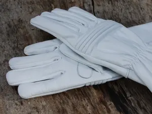 ETcosplay Leather Gloves for Power Rangers Cosplay/Long gauntlet/cowhide/White