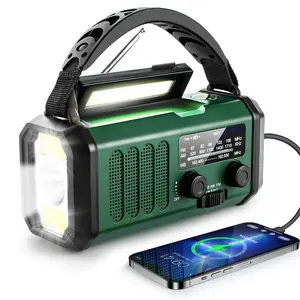 【QAUYYW】Hand Crank Emergency Radio, NOAA Weather Radio with AM/FM Solar Radio,10000mAh Rechargeable Battery Powered, USB-C Charger, Flashlight, SOS Alarm, for Storm, Hurricanes Outdoor Survival Emergencies,3-in-1 Charging Cable Hand-Crank Radio,Power Bank