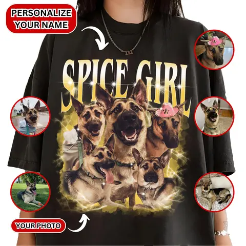 Custom Retro Dog Shirt, Personalized Pet Tee, Custom Photo Vintage 90s Graphic, Bootleg Rap Dog Shirt, Custom Design T-shirt Top Womenswear Tshirt Streetwear