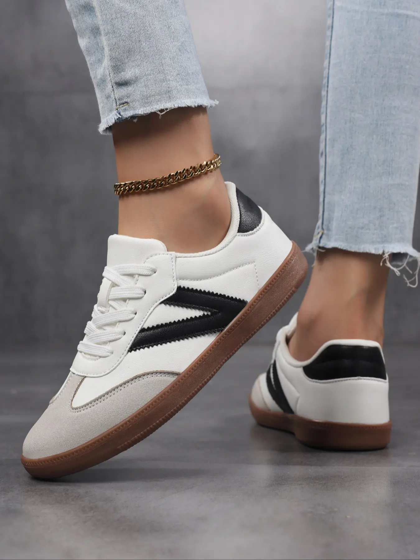 Women's Casual Patchwork Sneakers, Classic Soft Sole Lightweight Shoes, Comfortable Walking Shoes for College Ladies, All-Season Wear