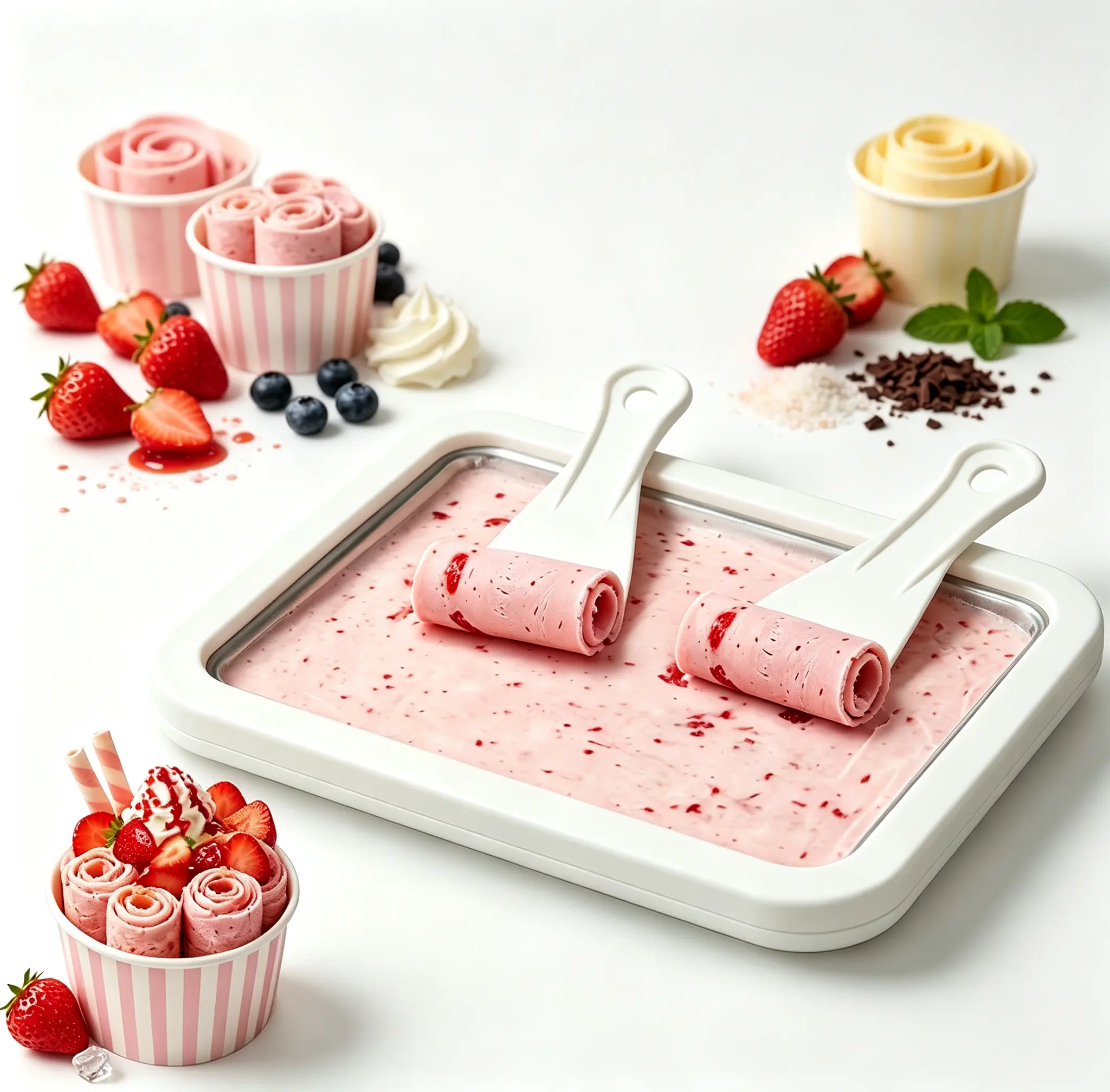 KEYDOORS No-Plug DIY Rolled Ice Cream Maker Tray, 304 Stainless Steel Instant Fried Ice Cream Pan for Homemade Frozen Yogurt Sorbet, Ideal for Kids Parent-Child Kitchen Activity