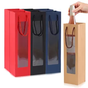 Wine Bag, 8 Counts/set Wine Gift Bag with Handle, Wine Bottle Bag, Gift Wrapping Bag for Wedding, Party, Festival, Party Supplies