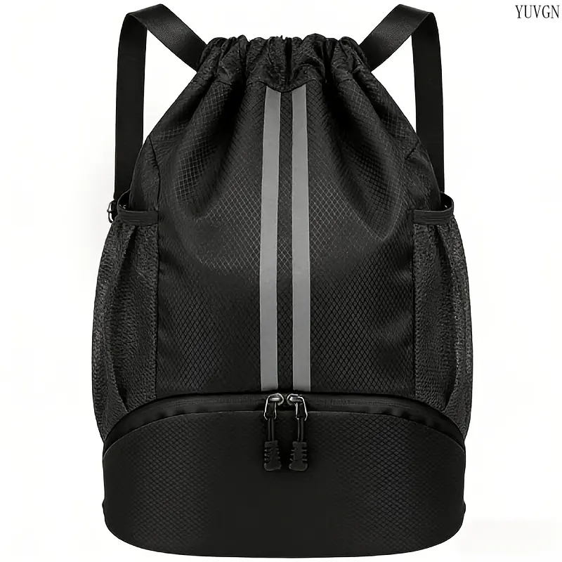 Sports Drawstring Backpack for Men & Women, Gym Sack Bag with Independent Shoe Compartment and Wet Dry Separation Pocket, Lightweight Foldable Training Bag Ideal for Swimming, Fitness, Travel and Outdoor Daily Use,summerwins