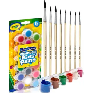 Kids Washable Painting Set Ultimate Gifting Bundle with 18 Paint Pots 6 Paintbrushes for Kid Art Crafts
