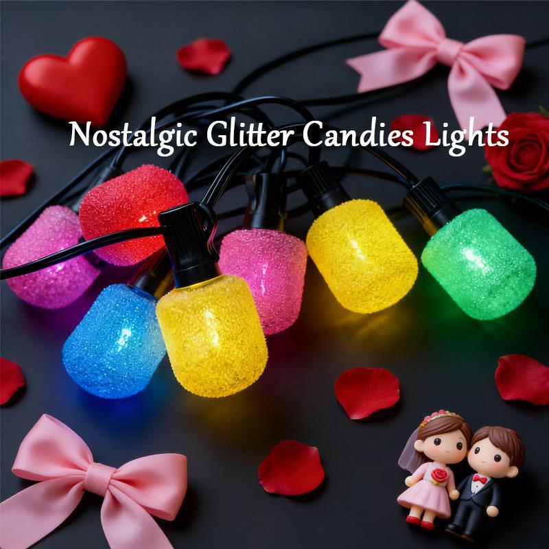 12 lights T40 LED multi-color sugar string light/white transparent string light - 25FT can be connected to outdoor waterproof party light, suitable for courtyard, backyard, festival, suitable for Easter, Valentine's Day, wedding anniversary and other fest