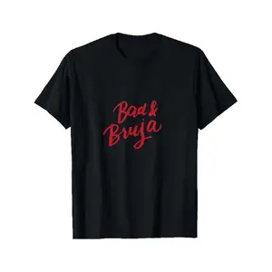 Men's Funny Bad Bruja Witch Latina Hispanic Graphic T-Shirt - 180gsm Heavyweight Black & Red Spanish Slogan Tee for Latino Pride, Cultural Humor, Costume Parties & Casual Wear (XL-5XL) - Unisex Fit Short Sleeve Shirt, PLUS SIZE