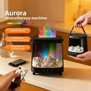 Fire Humidifier & Aroma Diffuser with 7-Color LED Flame Effect, Remote colorful fireplace air purifier diffuser addict Lamp DiffuserEssential Oil Diffuser, Aromatherapy Machine with Humidifier Lamp Diffuser