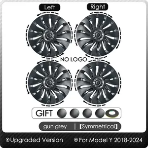 4PCS High-Quality ABS Aerodynamic Wind Resistance Full Rim Cap Accessories, Performance Replacement Hubcaps for Tesla Model Y 19-Inch Gemini Wheels (2017-2024)