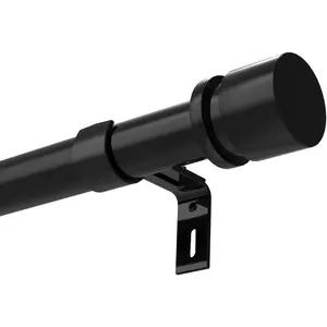 Curtain Rods for Windows 28 to 88 Inches Length Adjustable 1 Inch Diameter Window Heavy Duty Curtain Rod with Aluminium Finials Set for Outdoor, Farmhouse, Bedroom, Living Room, Black