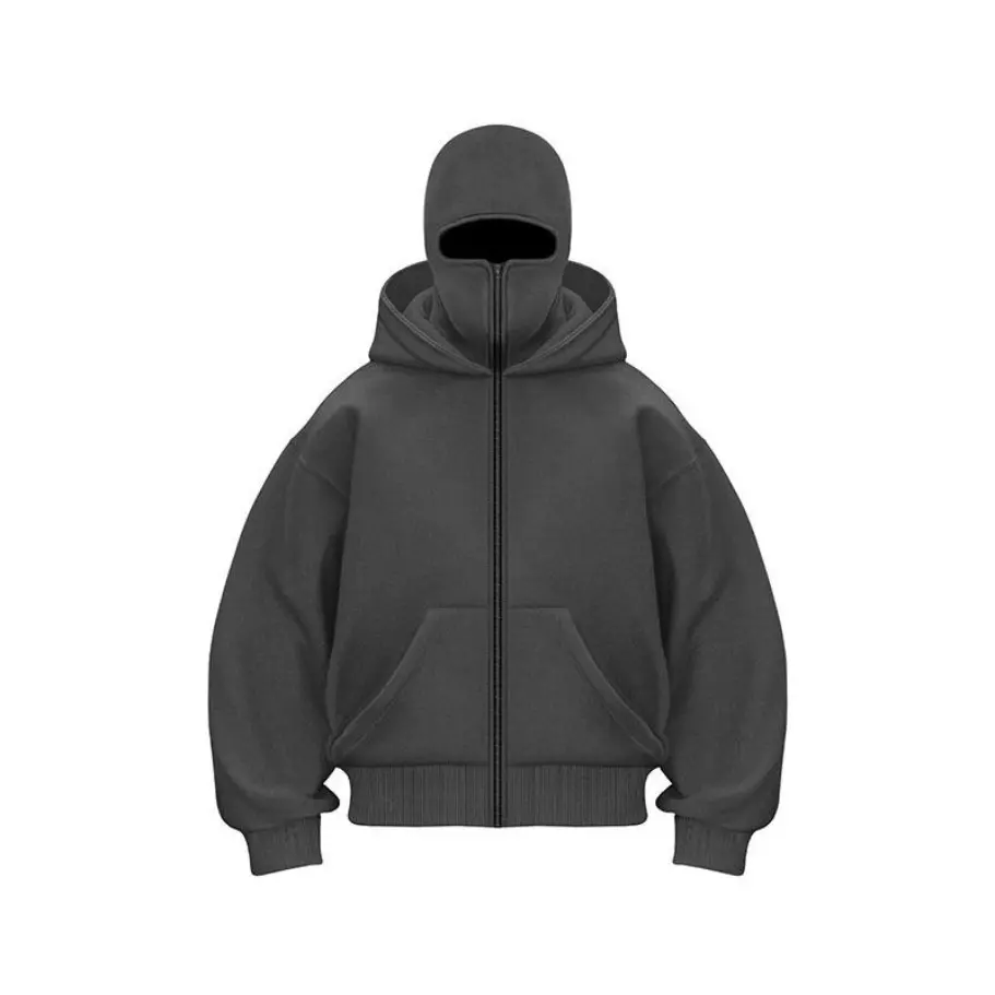 Balaclava Hoodie with Built-In Zipper Hoodies Windproof Men Fall
