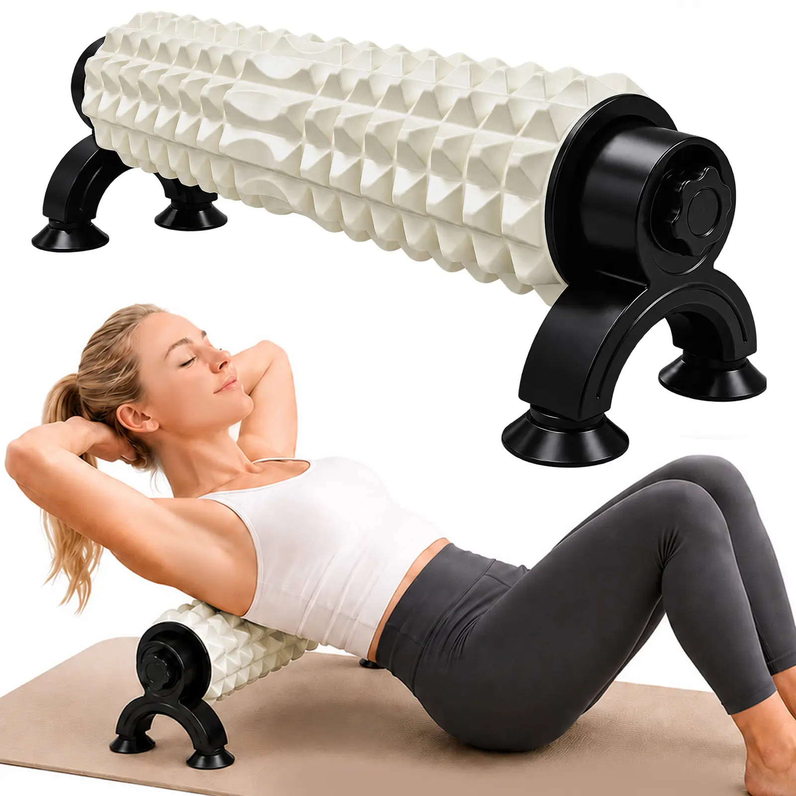 Fixed Foam Roller for Back and Leg Pain Relief, Deep Tissue Muscle Massager Designed to Release Muscle Tightness and Support Post-Workout Recovery