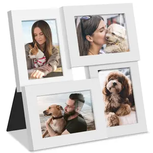 Tempered Glass Picture Frame, Holds Four 3.5x5 Photos, Tabletop & Wall Hanging, Durable Design, Ideal for Home Decor