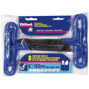 212 MAIN 8-Piece Metric Cushion Grip Hex T-Key Set, Vinyl Coated, Loop Handle, Reduces Fatigue