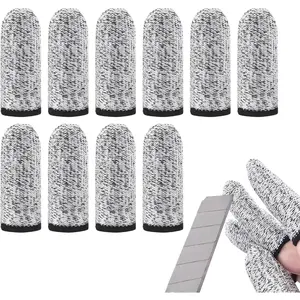 Quacc 10 PCS Breathable Cut Resistant Finger Cots Fingertip Protection Gloves Reusable Thumb Protectors for Kitchen, Work, Carving (Gray)