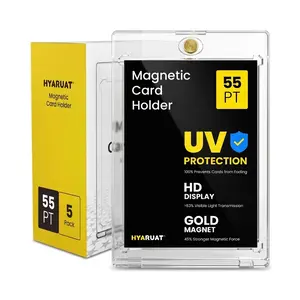 55pt Magnetic Card Holder - 5 Pack & 10 Pack One Touch Card Holders for Trading Cards, Clear White