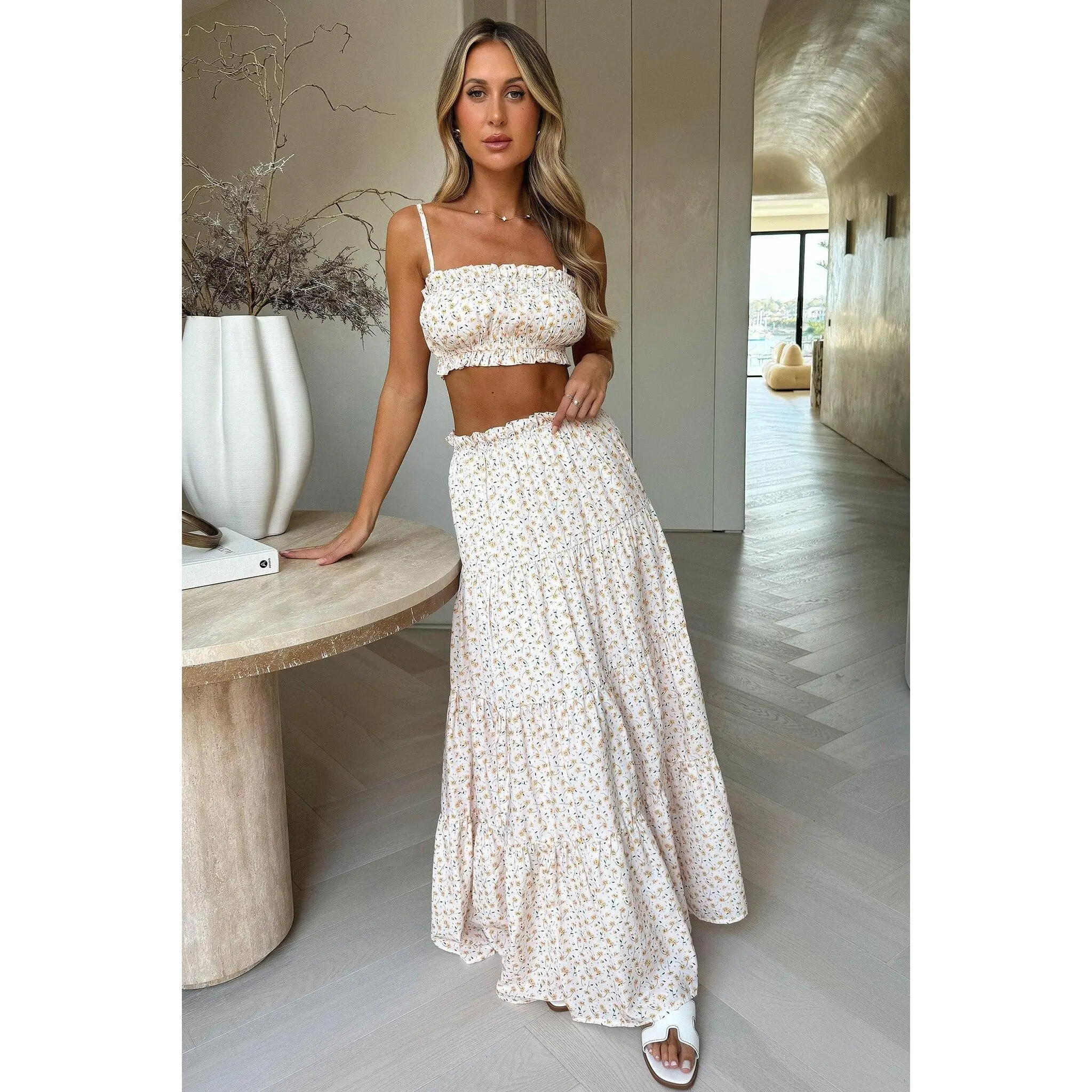 Selina Crop - Yellow Floral