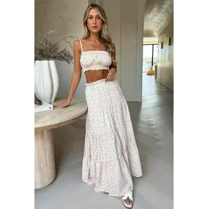 Selina Tiered Maxi Skirt - Yellow Floral