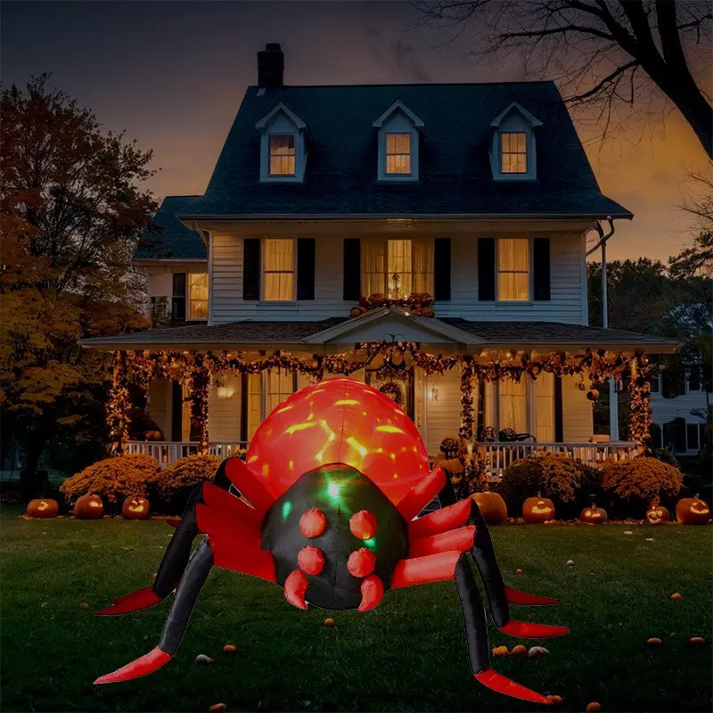 Halloween Inflatable Spider, Color-Changing Eyes, Giant Outdoor Decor, LED Lights, Perfect for Halloween Parties, Garden, Patio, Lawn