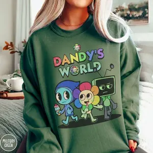 Gaming Dandy’s World Cartoon Crewneck Dandy's World Fanart Tee, Roblox Game, Gamer Gift, Video Game Apparel