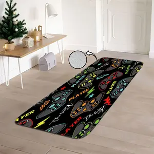 1pc Flannel 100% Polyester Colorful E-Sports Gamepad AISLE RUG, gaming-room/aisle/foyer light absorb light slip-safe, passionate e-sports glow-up home path, door/bedside/bath fit, gentle-wash easy-care, Gaming Rugs