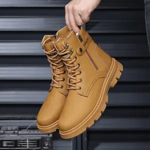 Men's Mid-Top Outdoor Ankle Boots | Lace-Up + Side Zip, Microfiber Leather, Cushioned Insole & Non-Slip Lug Sole for Hiking & Daily