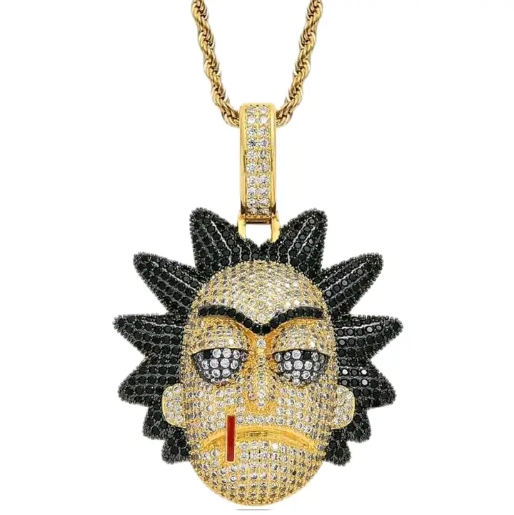 Rick Pendant Rick N Morty Necklace Character -encrusted Zircon  Hop Chain Necklace