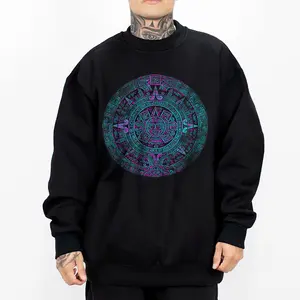 Chicano Clothing, Aztec Art Mex Clothes, Oversized Graphic Tee for Men & Women Medium Heavy Polyester Sweatshirt Loose Fit Casual Streetwear AZT8