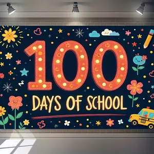 1pc Vinyl Back to School Banner - 100 Days of School Wall Sign, Multipurpose Entryway & Room Decor, No Power Needed, Photography Background, School Theme Party Decoration Ornaments