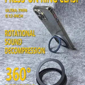 Adhesive Ring Grip Phone Stand, Dual-Sided Aluminum Alloy 360 Degree Rotation, Compact and Durable, Stylish and Convenient, Phone Grip Holder