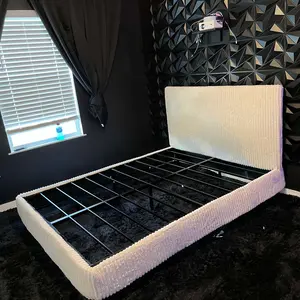 AMERLIFE Upholstered Bed Frame, Corduroy Platform Bed with 3.5" Thick Gap-Free Headboard, Fully Padded, Metal Frame with Strong Slats, No Box Spring Needed[tiktokshopbacktoschool][SohoChic]