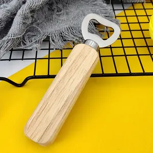 2pcs Wooden Beer Bottle Opener Set, Bottle Cap Opener, Durable Real Wood & Stainless Steel Design, Ideal for Home Bar Use, Easy-To-Use Beverage Tools